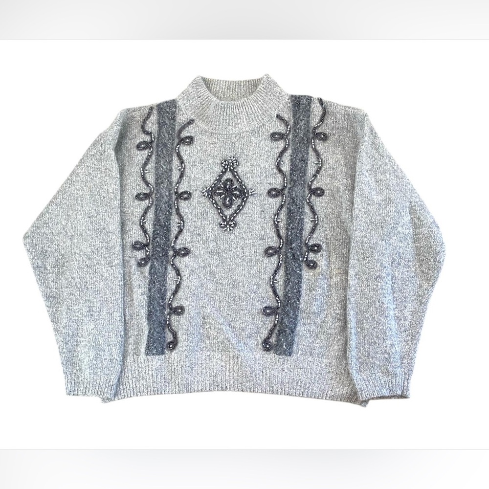 Santoria Gray Sweater with Embellishments